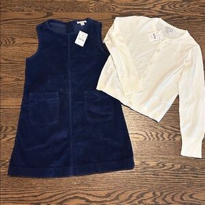 Crewcuts Navy Corduroy Dress and white‎ sweater k7161